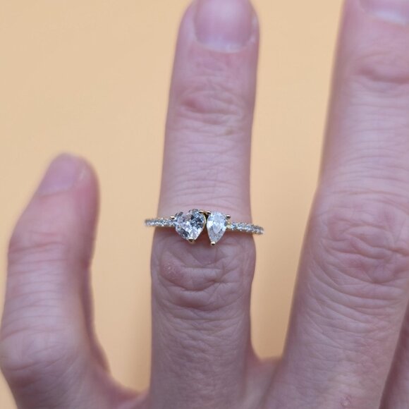 Size 6 Gold Plated Over Sterling Silver Bright Cubic Zirconia Gems Ring A4759 - Picture 4 of 9